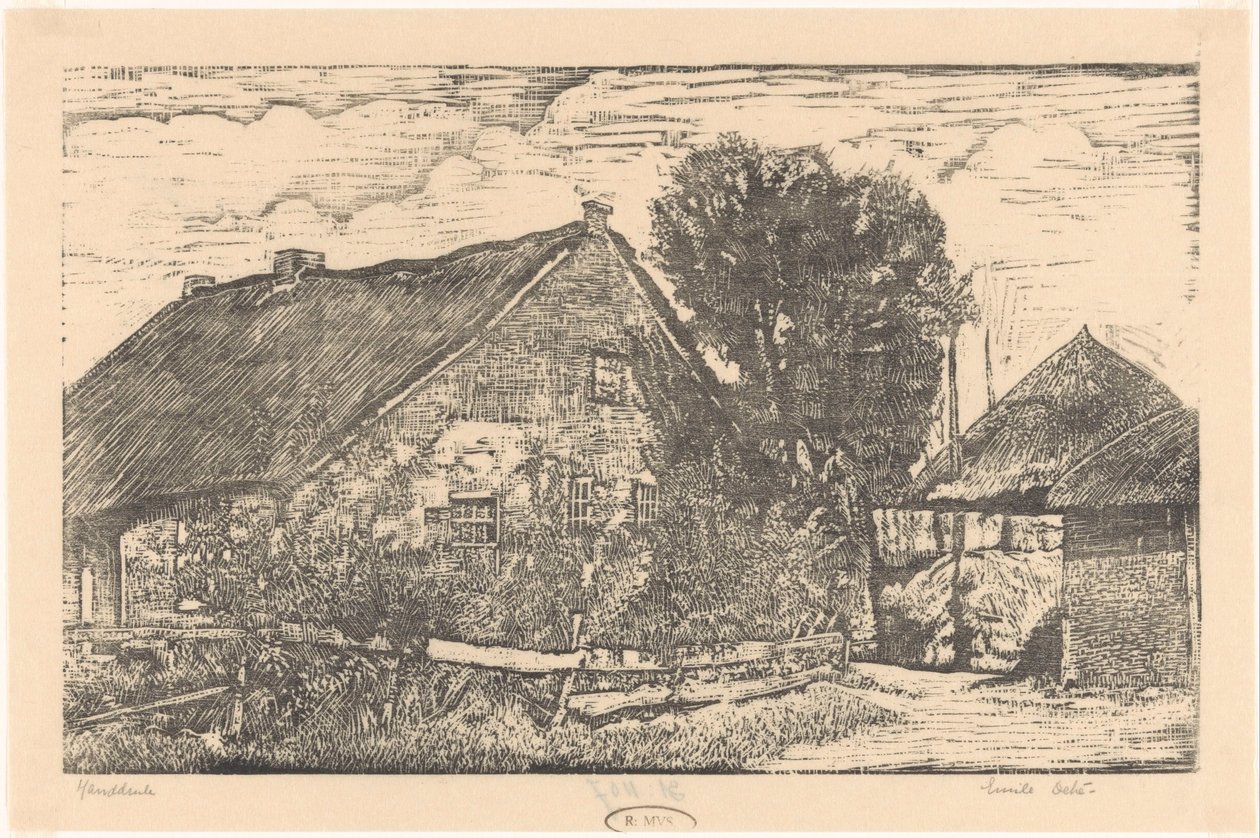 Farm szénapajtával alkotó: Emilius Wilhelmus Dehé (signed by artist)