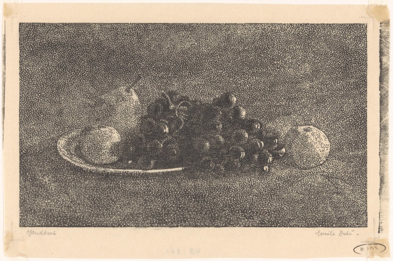 Tál szőlővel és más gyümölccsel alkotó: Emilius Wilhelmus Dehé (signed by artist)