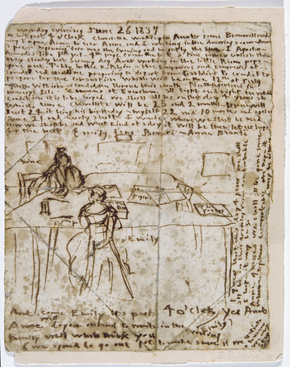 Naplópapír, 1837 (papíron toll és tinta) alkotó: Emily Bronte