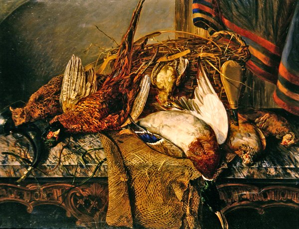 Csendélet fácánokkal egy márványasztalon, 1850 körül (olaj, vászon) alkotó: Emily Stannard