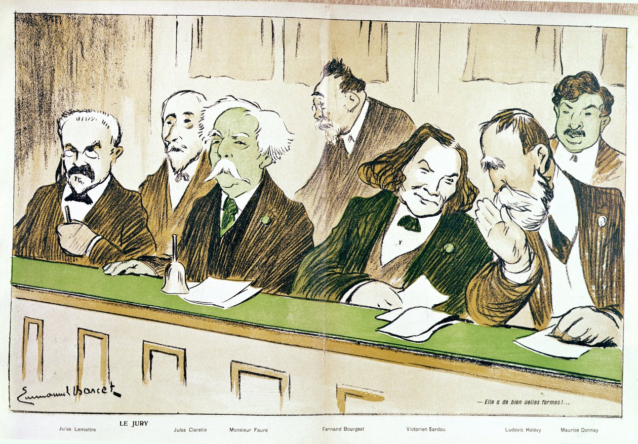 Gabriel Faure (1845-1924) karikatúrája, aki a Konzervatórium zsűrijének elnöke, a „L