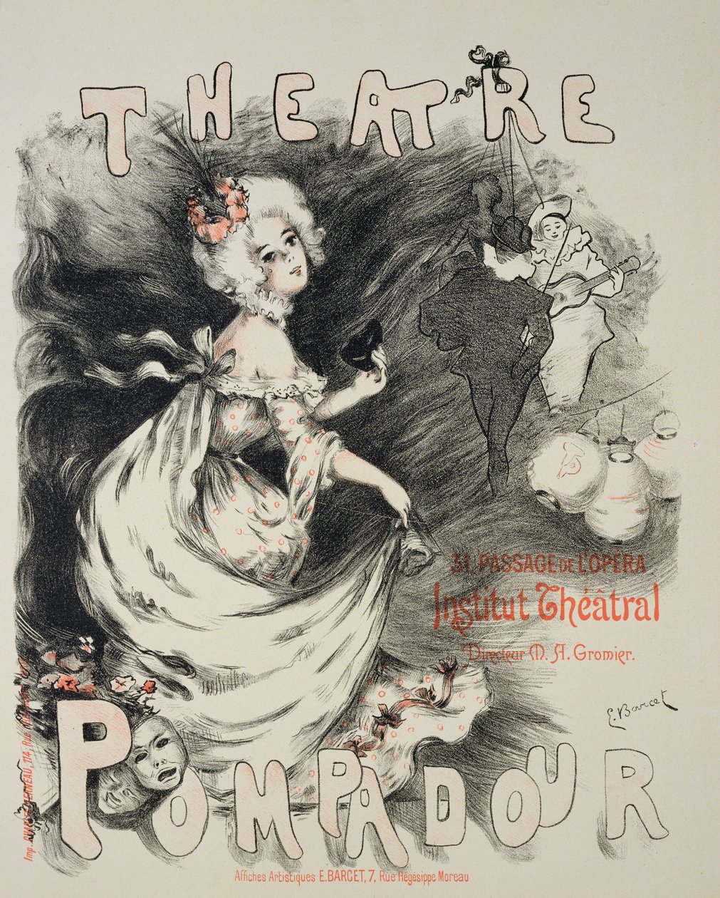 A „Pompadour Theatre”, Institute Theatre plakátjának reprodukciója alkotó: Emmanuel Barcet