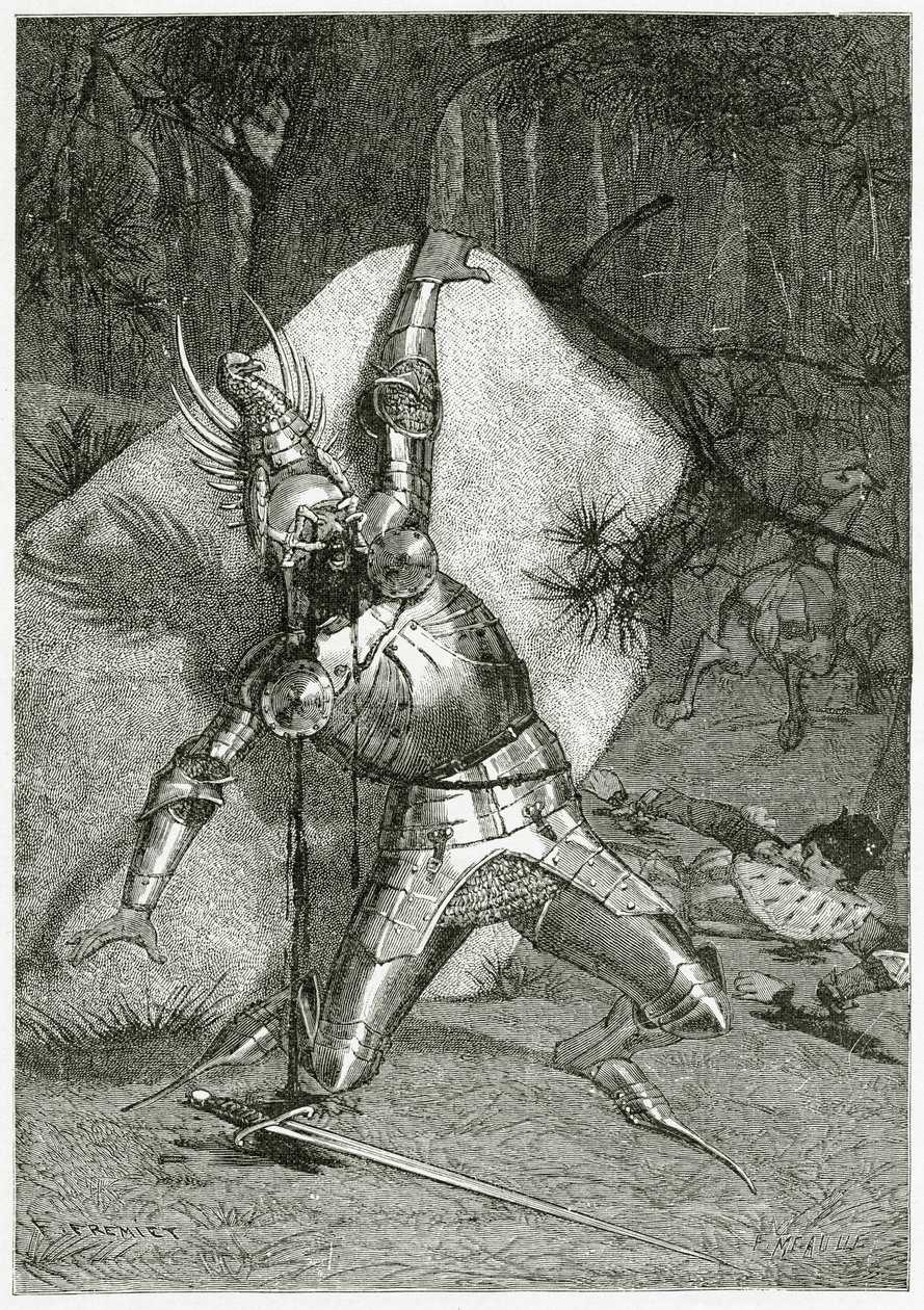 Tiphaine megvakult bronz sasától, 19. század (bw metszet) alkotó: Emmanuel Fremiet