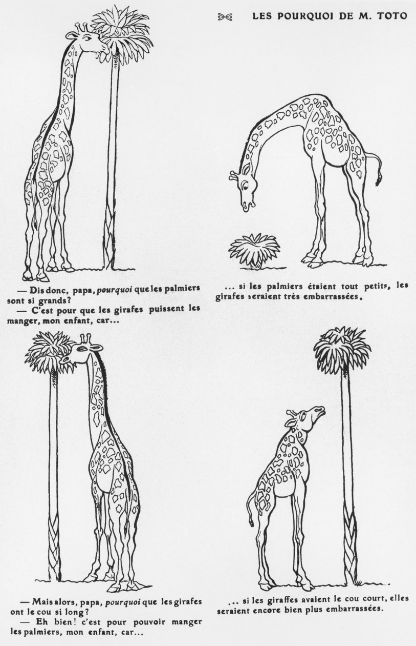 "Les pourquoi de monsieur Toto", Darwin evolúciós elméletének karikatúrája, 1900 körül. alkotó: Emmanuel Poire Caran D