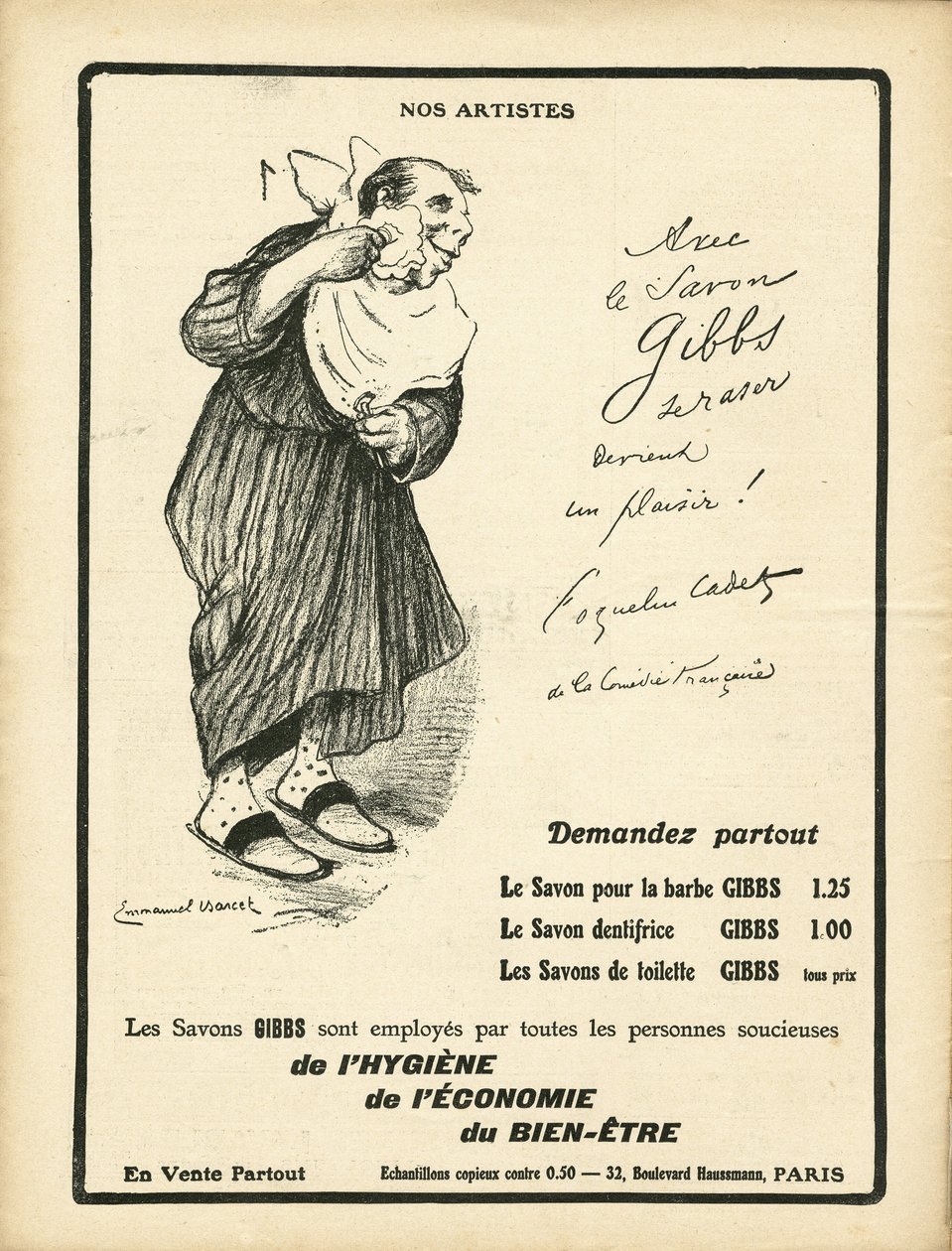 Illusztráció: Emmanuel Barcet (1870-1940) a Le Rire-ben, 01/23/09 - Művészeink - Reklamációs nyilvánosság, higiénia - Poppy Cadet alkotó: Emmanuel Barcet