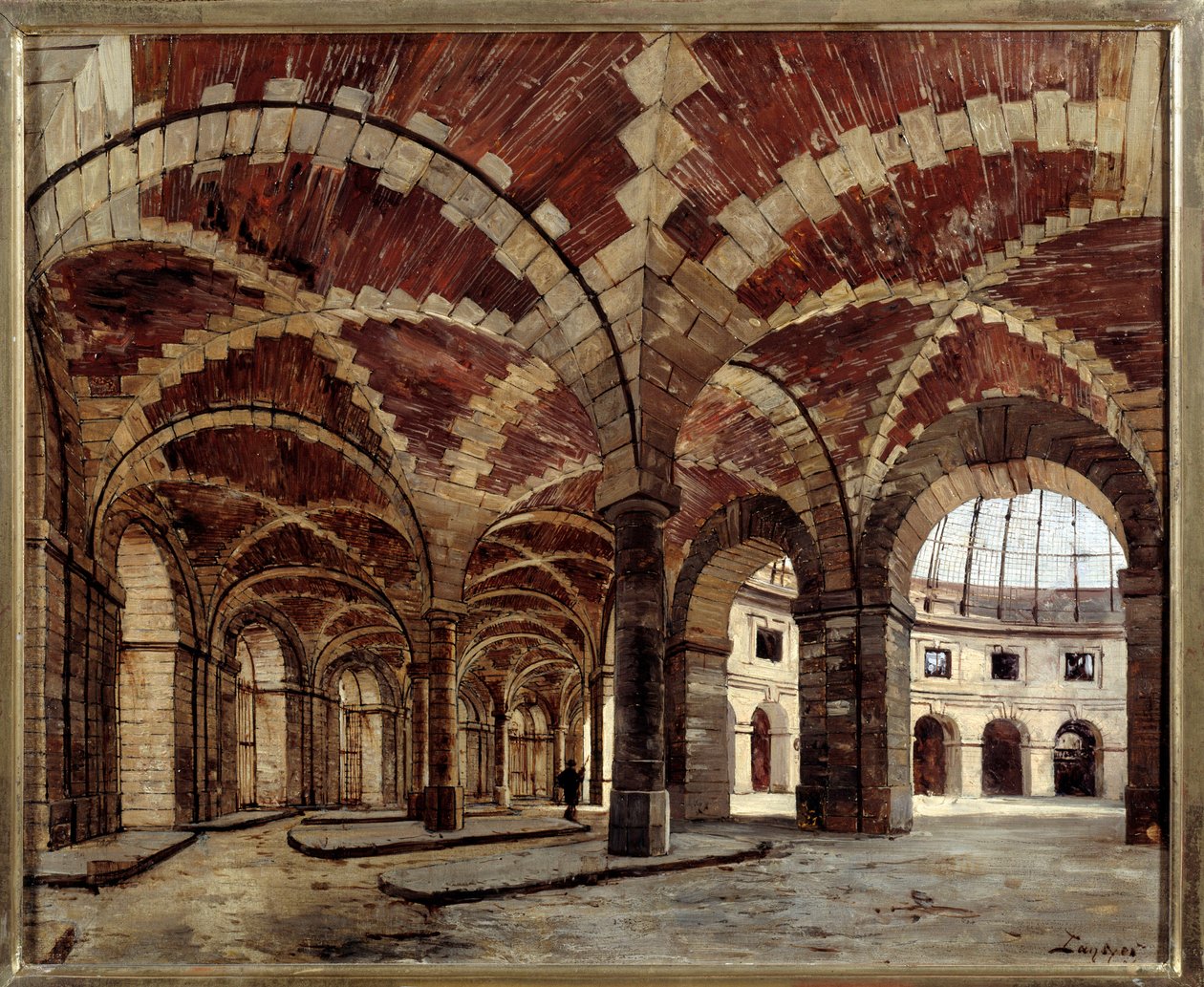 A régi búzacsarnok belső képe. Emmanuel Lansyer festménye (1835-1893) alkotó: Emmanuel Lansyer