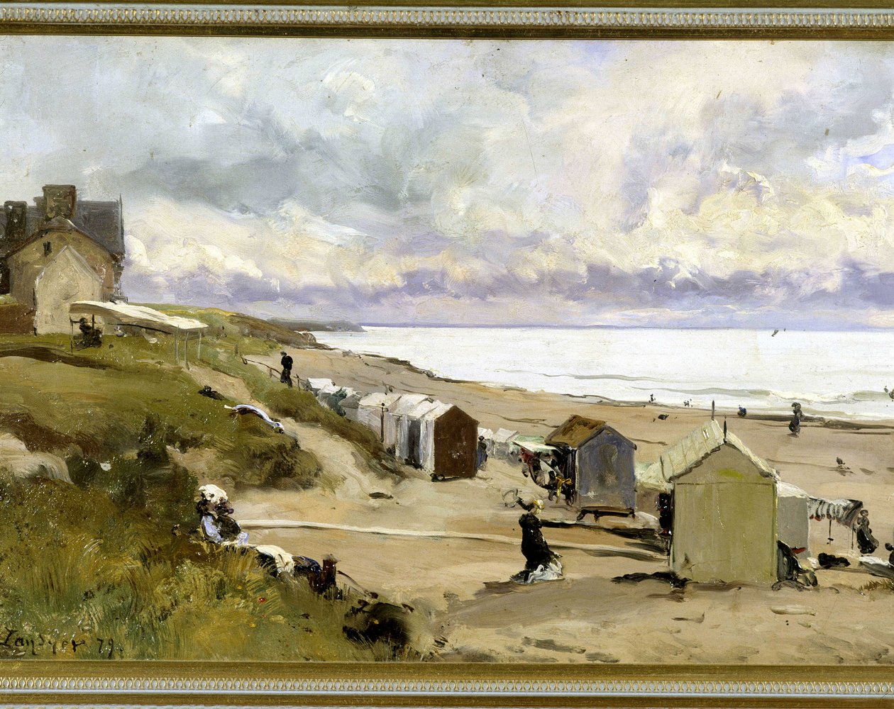 A fürdőstrand St Pairben (Manche) – E. Lansyer olajfestménye alkotó: Emmanuel Lansyer