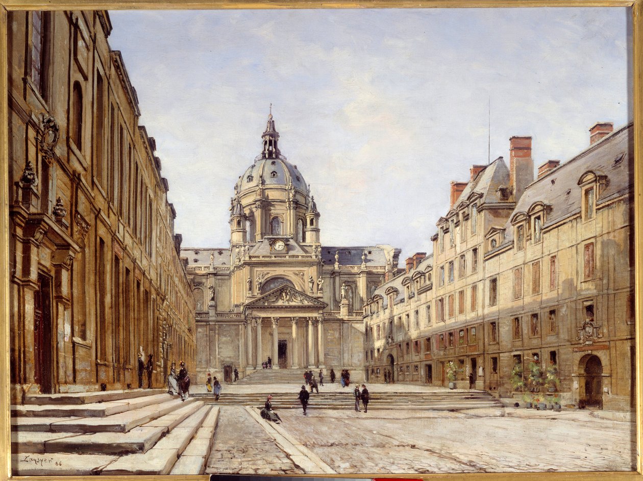 A régi Sorbonne udvara Párizsban. Emmanuel Lansyer festménye (1835-1893) alkotó: Emmanuel Lansyer
