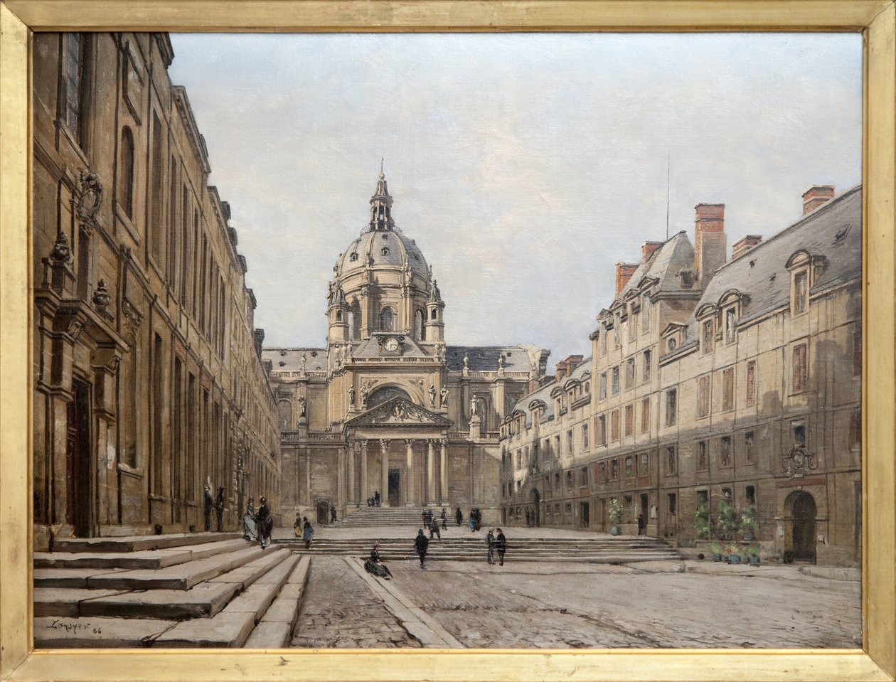 Kilátás a régi Sorbonne udvarára 1886-ban, a 17. században Richelieu kérésére épült Sorbonne régi együttese 1885 és 1901 között megsemmisült, hogy újjáépítsék és kibővítsék. A XIII. Lajos stílusát idéző épületek tervezése alkotó: Emmanuel Lansyer