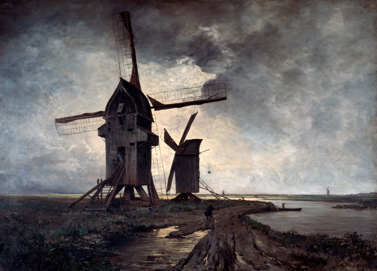 Lille környező tájának szélmalmai, 1877. alkotó: Emmanuel Lansyer