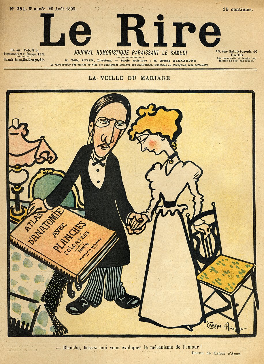 Az esküvő előtti napon rajzfilm a "Le Rire" címlapjáról, 1899. augusztus 26. alkotó: Emmanuel Poire Caran D