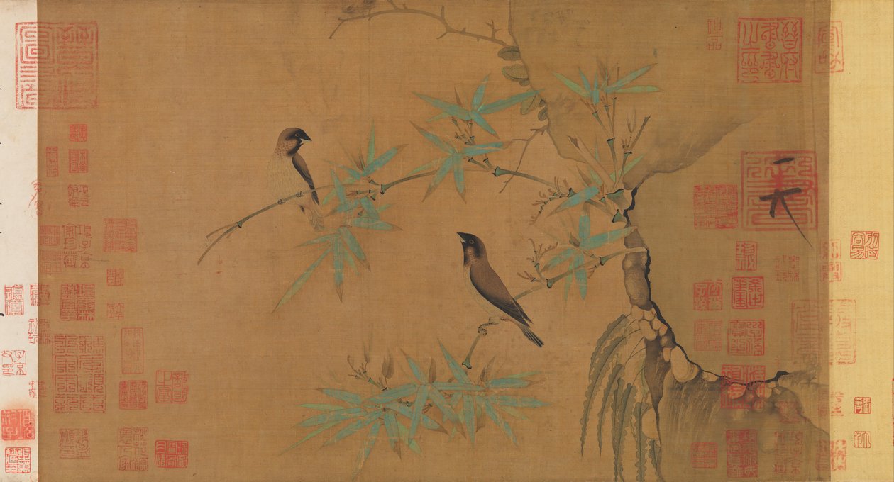 Pintyek és bambusz, 12. század eleje. alkotó: Emperor Huizong