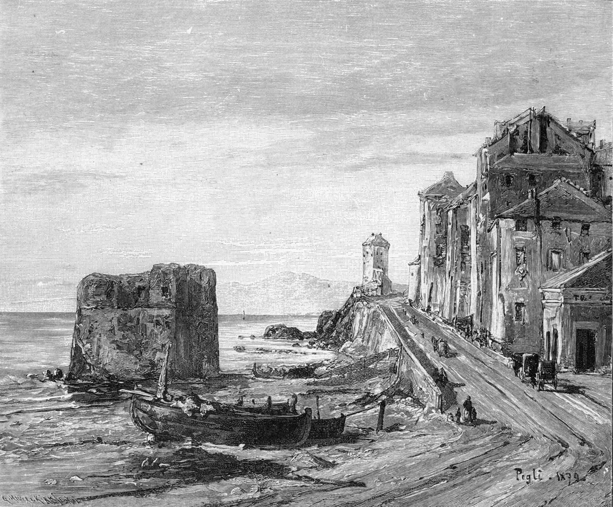 "Tenger és egy utca Peglinél, Genova közelében", 1879 alkotó: Empress Frederick of Germany