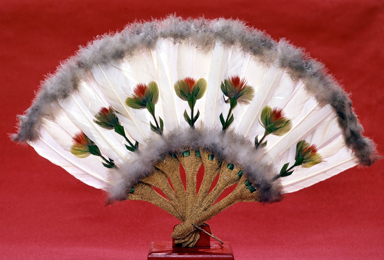Madártoll legyező, Manchou késői időszaka (XIX. század). alkotó: Empress Cixi Manchu Chinese