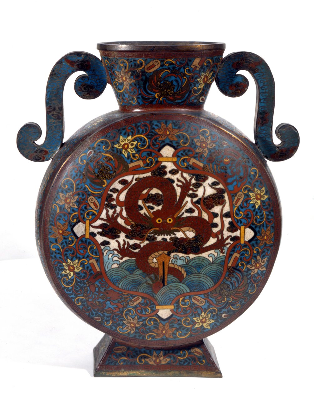 Kínai váza cloisonne zománcban, Manchou-kori alkotó: Empress Cixi Manchu Chinese
