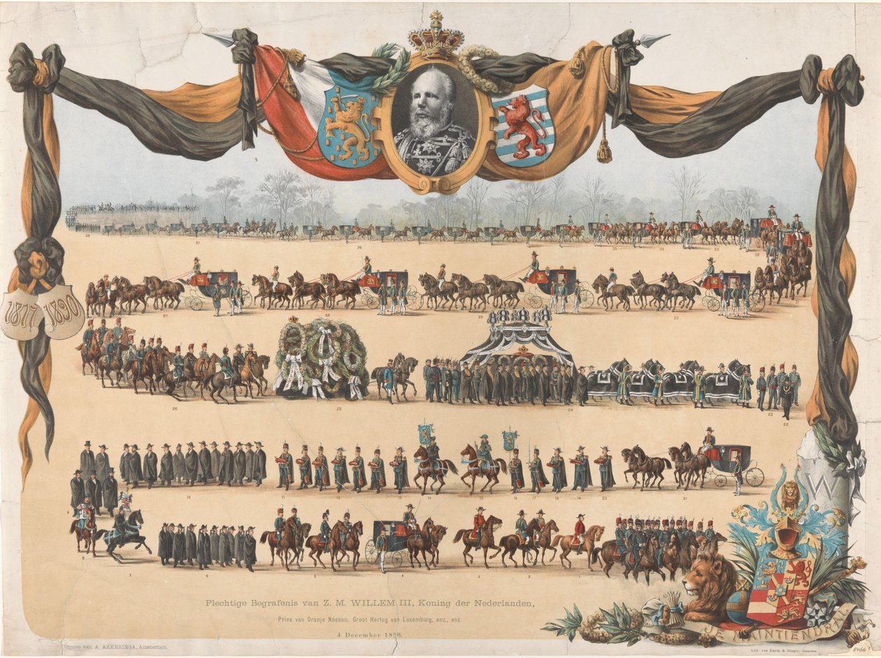 III. H. M. Willem holland király ünnepélyes temetése (...) 1890. december 4-én (cím a tárgyon) alkotó: Emrik and Binger