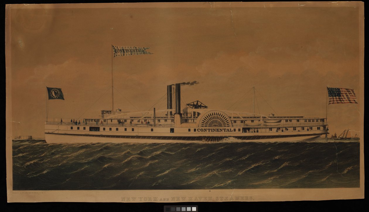 New York és New Haven Steamers Continental (litográfia, színes) alkotó: Endicott Endicott