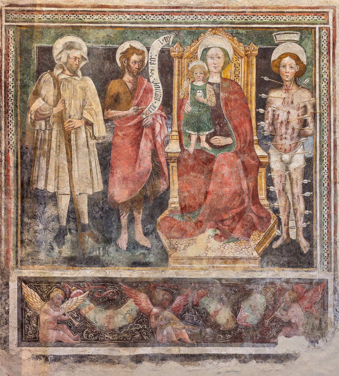 Madonna del Rosario és Szentek, a hajó jobb fala (freskó) alkotó: Enea Salmeggia