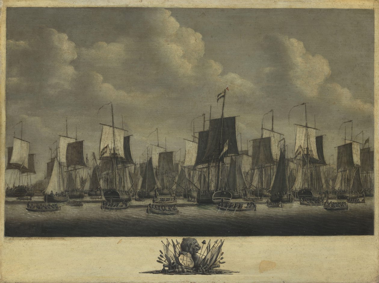 A flotta elhagyja Vlissingen kikötőjét, 1804 alkotó: Engel Hoogerheyden