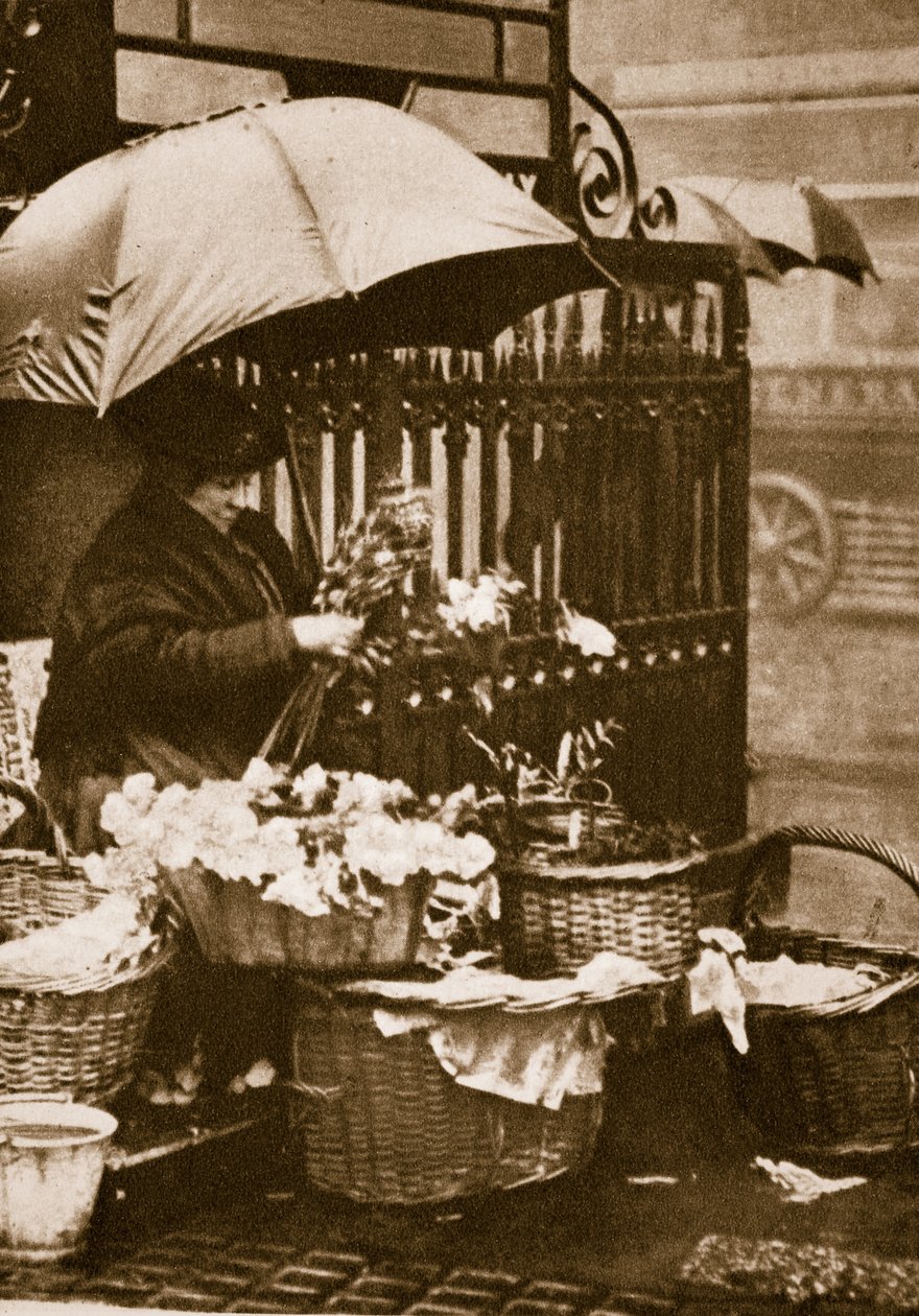 Egy virágárus a Piccadilly Circusban (szépia fotó) alkotó: English Photographer