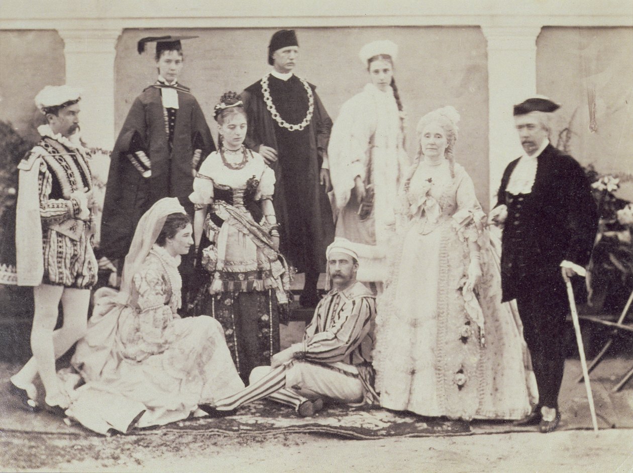 Angol színészek csoportja Indiában, 1880 körül (albumnyomat) alkotó: English Photographer