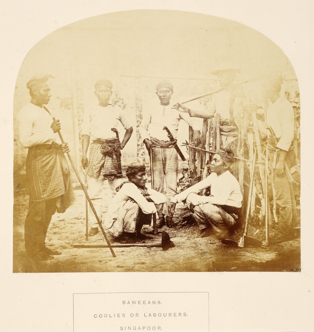 Baweeans, Coolies or Labourers, Singapore, The People of India, J. Forbes Watson, megjelent 1868-ban (albumnyomat) alkotó: English Photographer