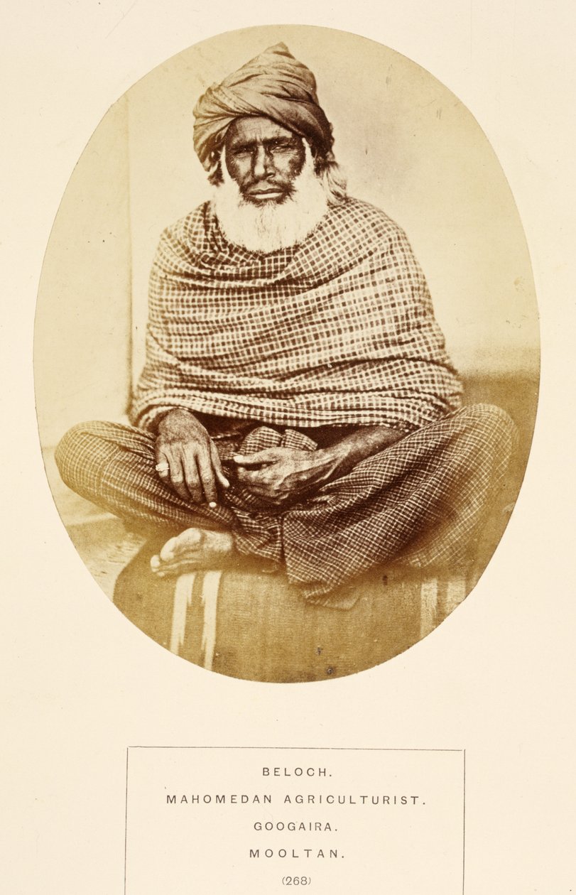 Beloch, Mahomedan Agriculturist, Googaira, Mooltan, The People of India, J. Forbes Watson, megjelent 1868 (albumnyomat) alkotó: English Photographer