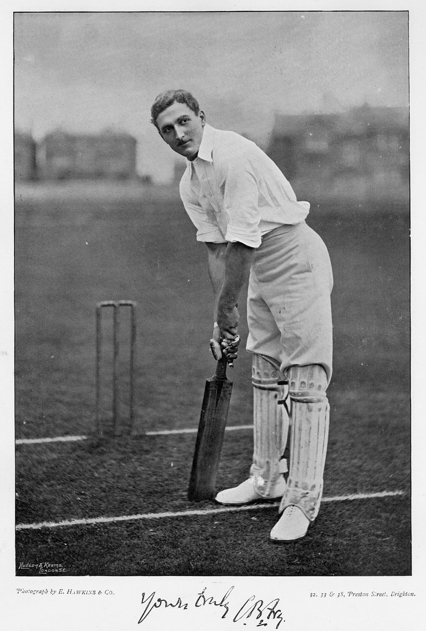 C.B. Fry, a Famous Cricketers and Cricket Groundsból, kiadó: Hudsonby and Kearns, 1895-ös fotó) alkotó: English Photographer