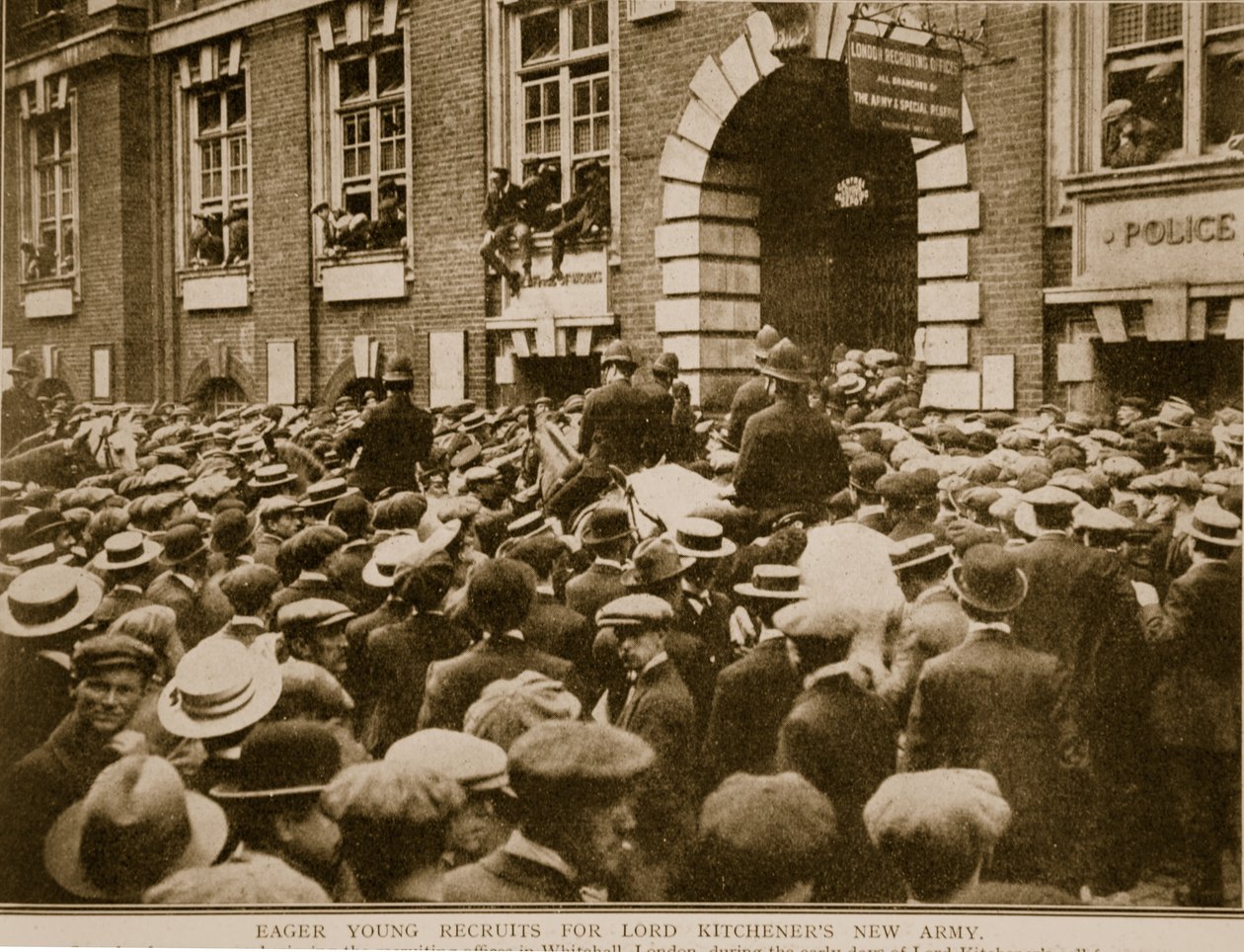 Buzgó fiatal toborzók a Lord Kitcheners új hadseregébe, 1914-1919 alkotó: English Photographer