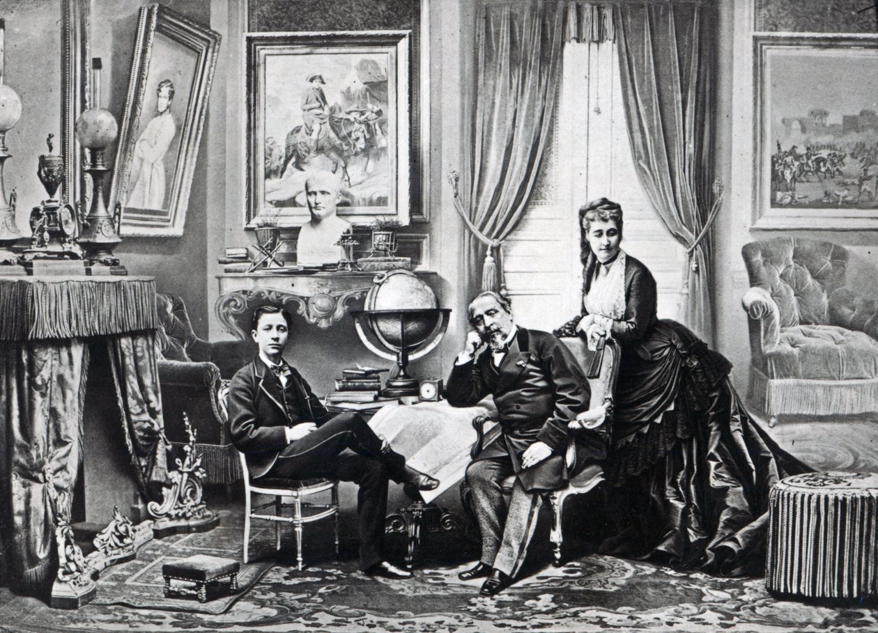 III. Napóleon császár Eugenie császárnővel és a császári herceggel a Camden Place-ben, Chislehurstben 1872-ben alkotó: English Photographer