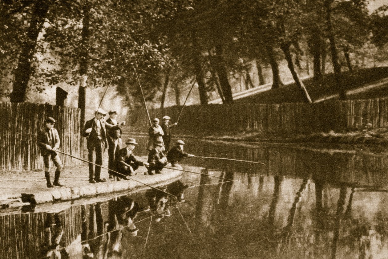 Horgászat a Regents-csatornán (szépia fotó) alkotó: English Photographer