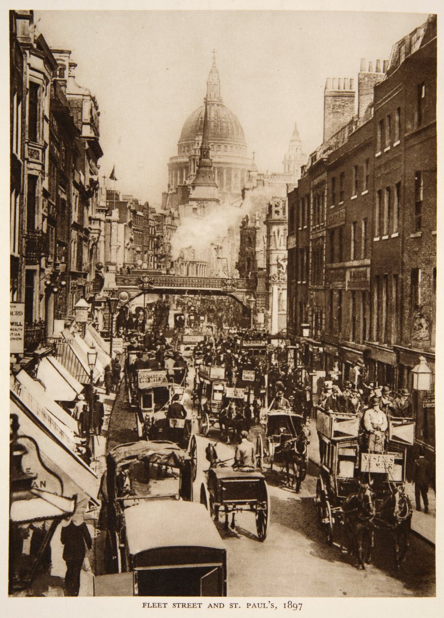 Fleet Street és St. Pauls, 1897, fénykép a The Timesból (szépia fotó) alkotó: English Photographer
