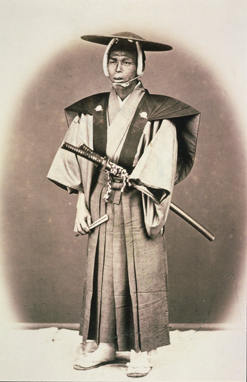 Japán udvari tisztviselő vagy szamuráj, 1870-es évek (kézzel színezett albuminnyomat) alkotó: English Photographer