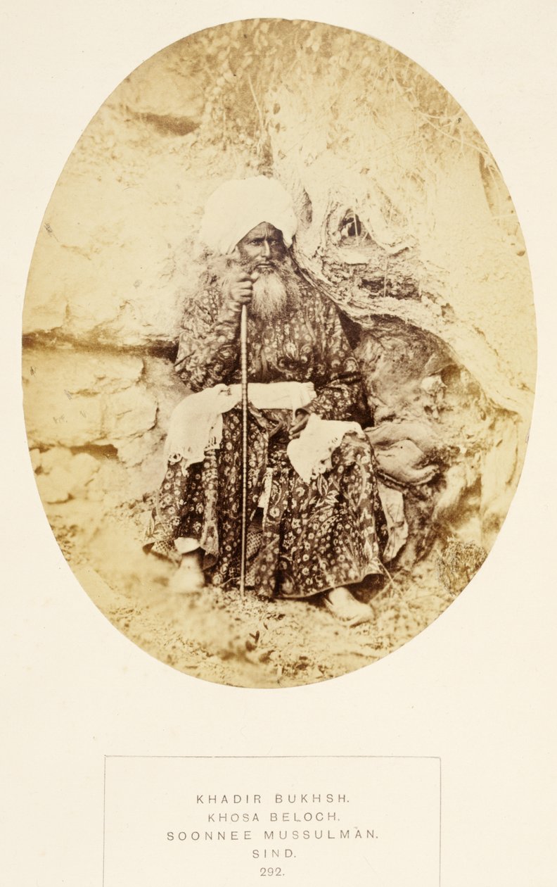 Khadir Bukhsh, Khosa Beloch, Soonnee Mussulman, Sind, The People of India, J. Forbes Watson, megjelent 1868 (albumnyomat) alkotó: English Photographer
