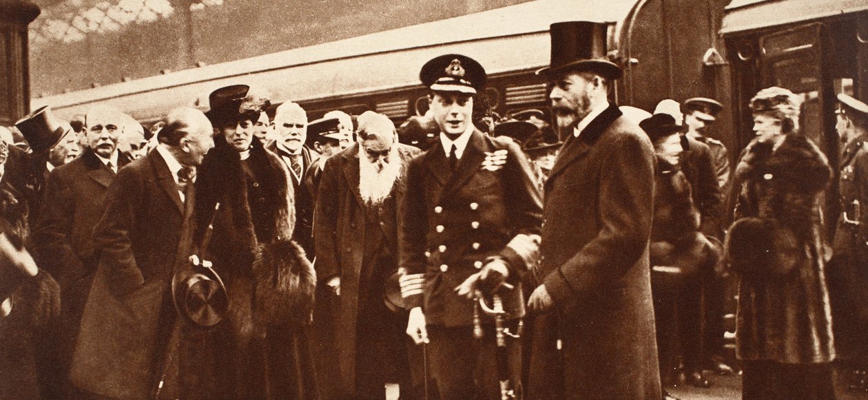 VIII. Edward király Ausztráliába távozik, és elbúcsúzik édesanyjától és apjától Viktóriában, 1920 alkotó: English Photographer