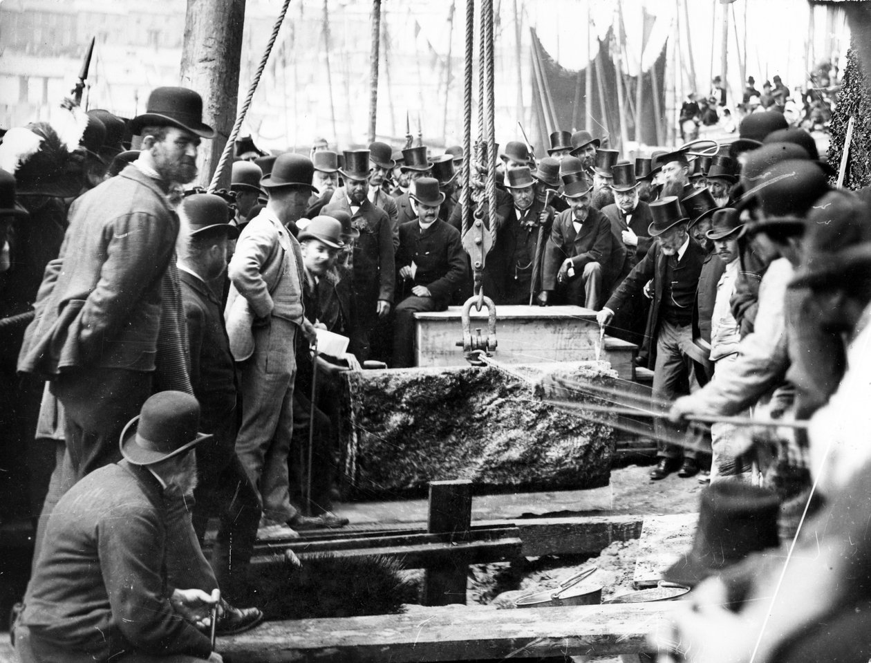 A Smeatons Pier kiterjesztésének alapkőletétele, 1888 alkotó: English Photographer