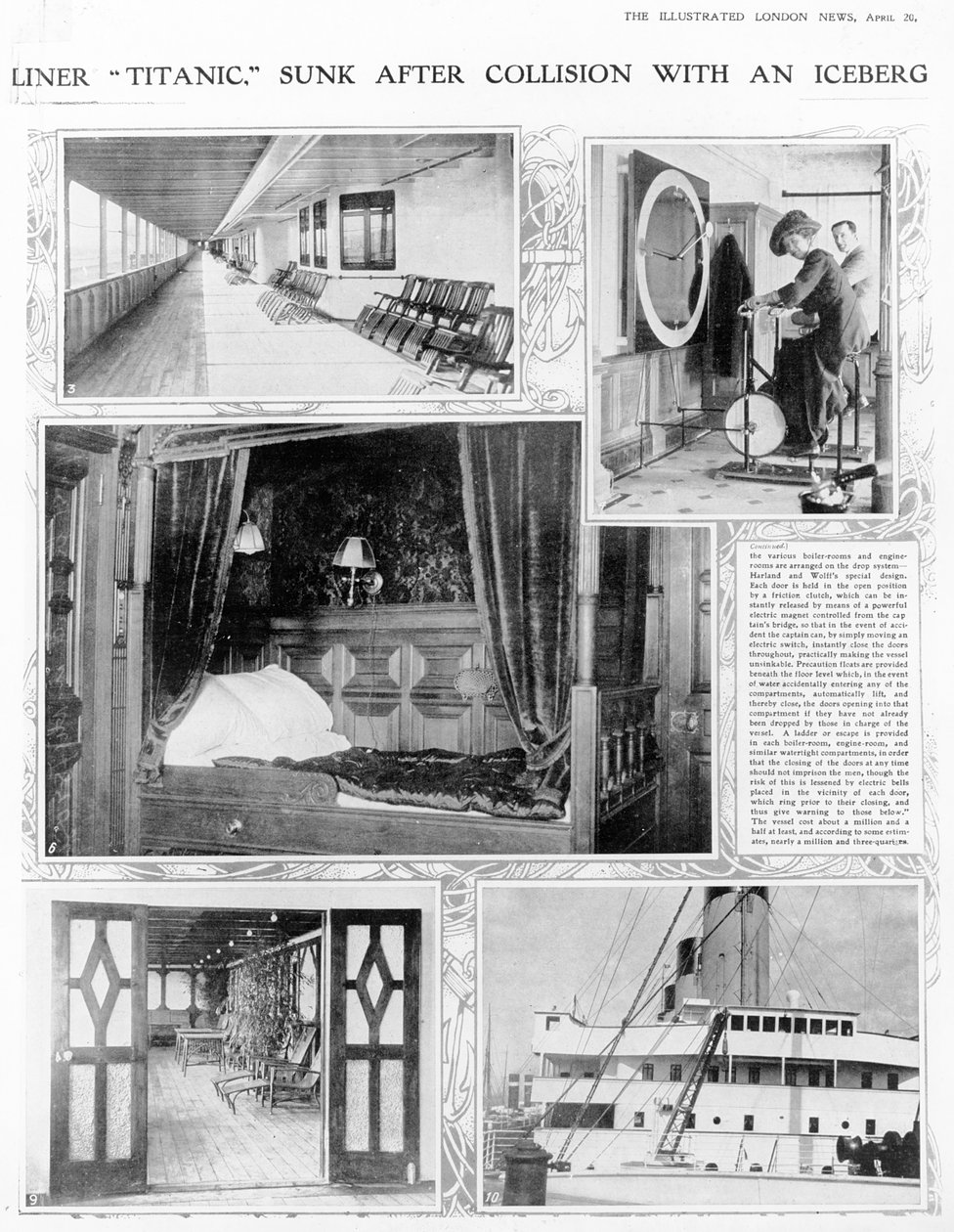 A Titanic vonalhajó jéghegygel való ütközés után elsüllyedt, a The Illustrated London Newsból, 1912. április 20. alkotó: English Photographer