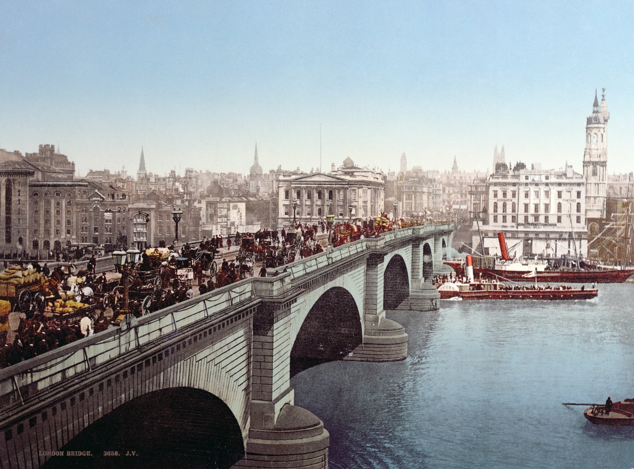 London Bridge 1900 körül (színes fénykép után) alkotó: English Photographer