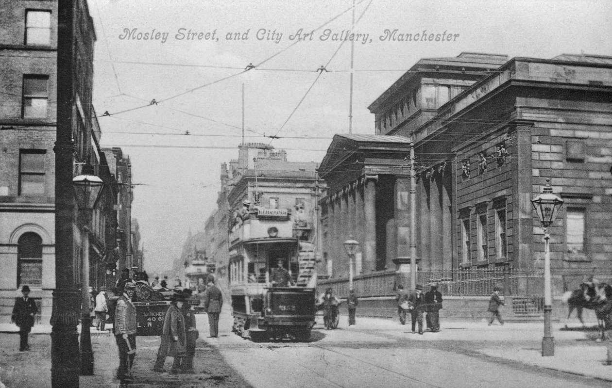 Mosley Street és City Art Gallery, Manchester, 1910 körül alkotó: English Photographer