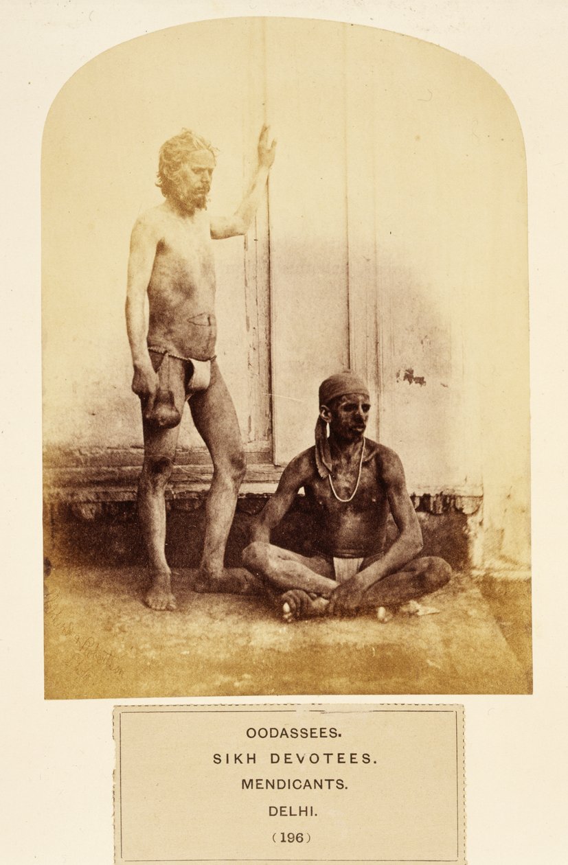 Oodassees, Sikh Devotees, Mendicants, Delhi, The People of India, J. Forbes Watson, megjelent 1868 (albumnyomat) alkotó: English Photographer