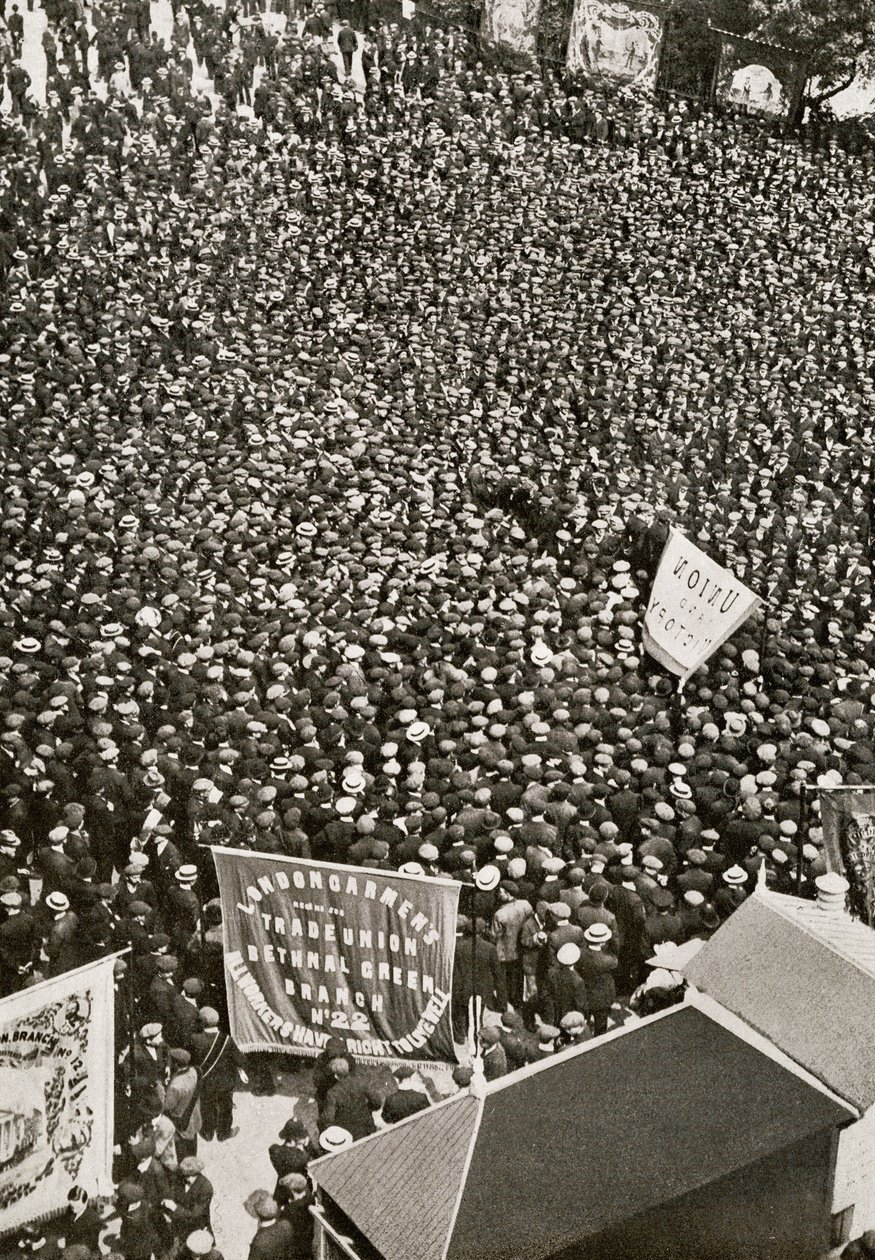 Szabadtéri demonstráció a közlekedési sztrájk idején, 1912, az 1912-es évből, London, 1913 alkotó: English Photographer