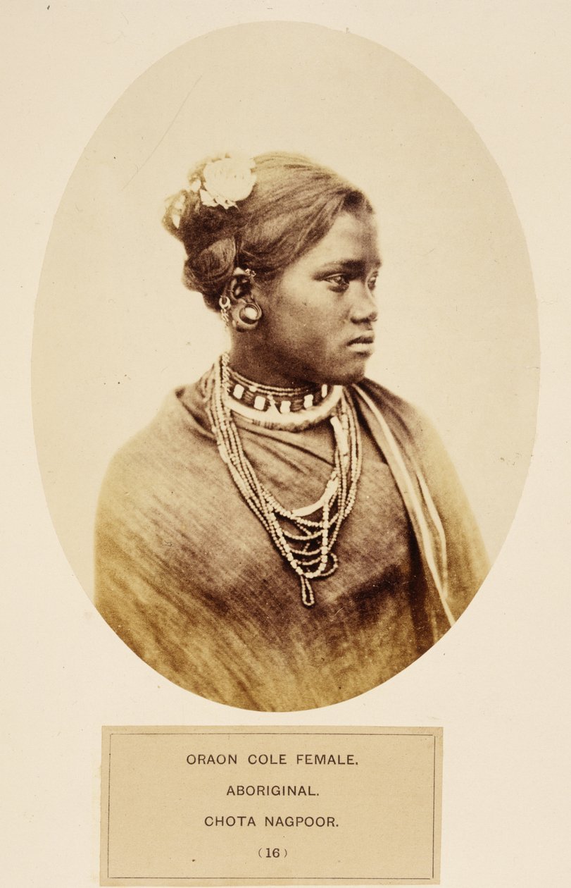 Oraon Cole Female, bennszülött, Chota Nagpoor, az India népe, J. Forbes Watsontól, 1868-ban (albumnyomat) alkotó: English Photographer