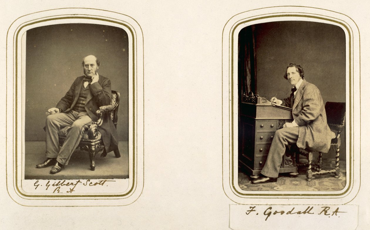 George Gilbert Scott és Frederick Goodall portréi (szepia fotó) alkotó: English Photographer