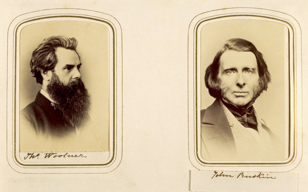 Thomas Woolner és John Ruskin portréi (szépia fotó) alkotó: English Photographer