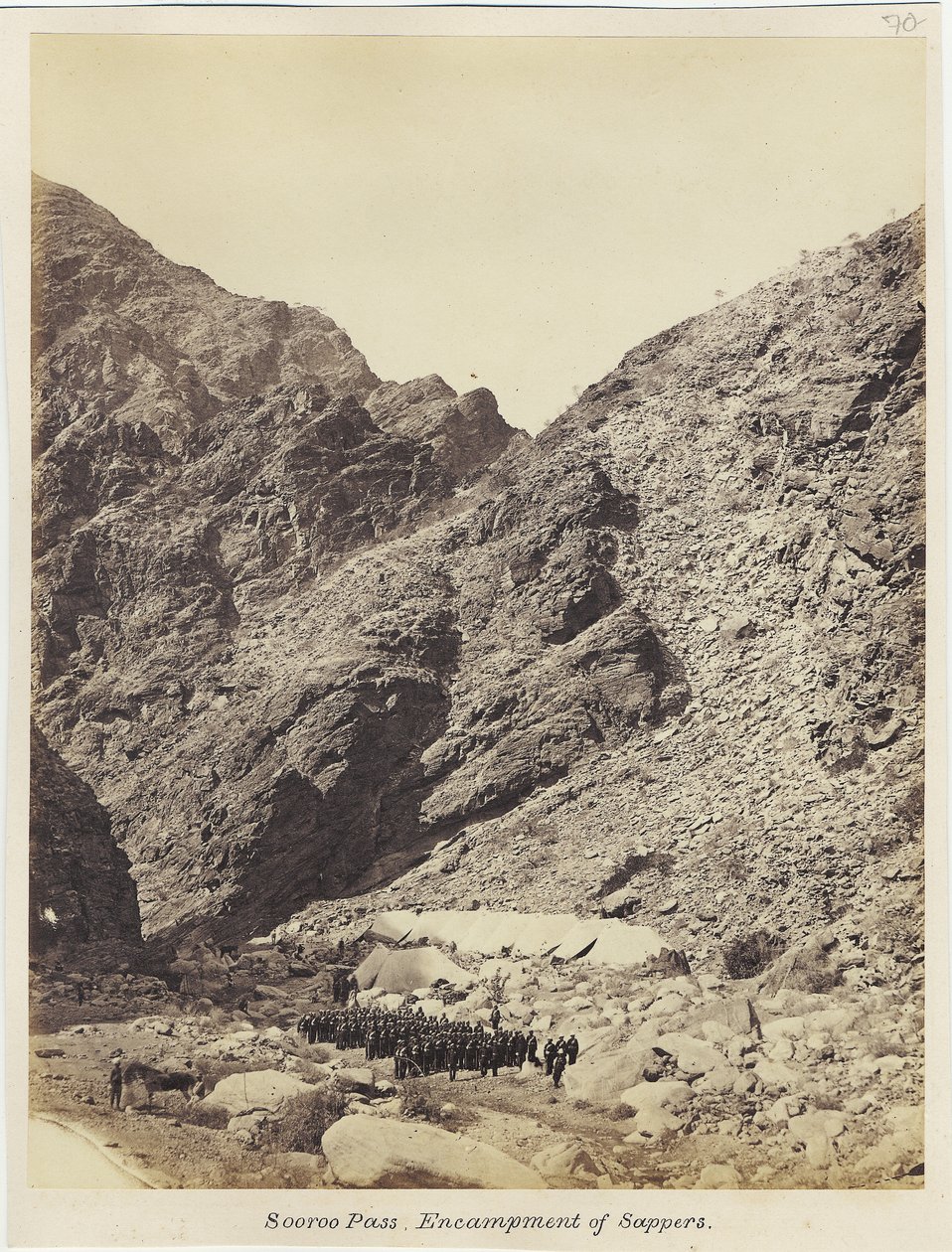 Soroo-hágó, Sappers tábora, a Royal Engineers Photography Unit által John Harold őrmester vezetésével, 1868 (albumnyomat) alkotó: English Photographer