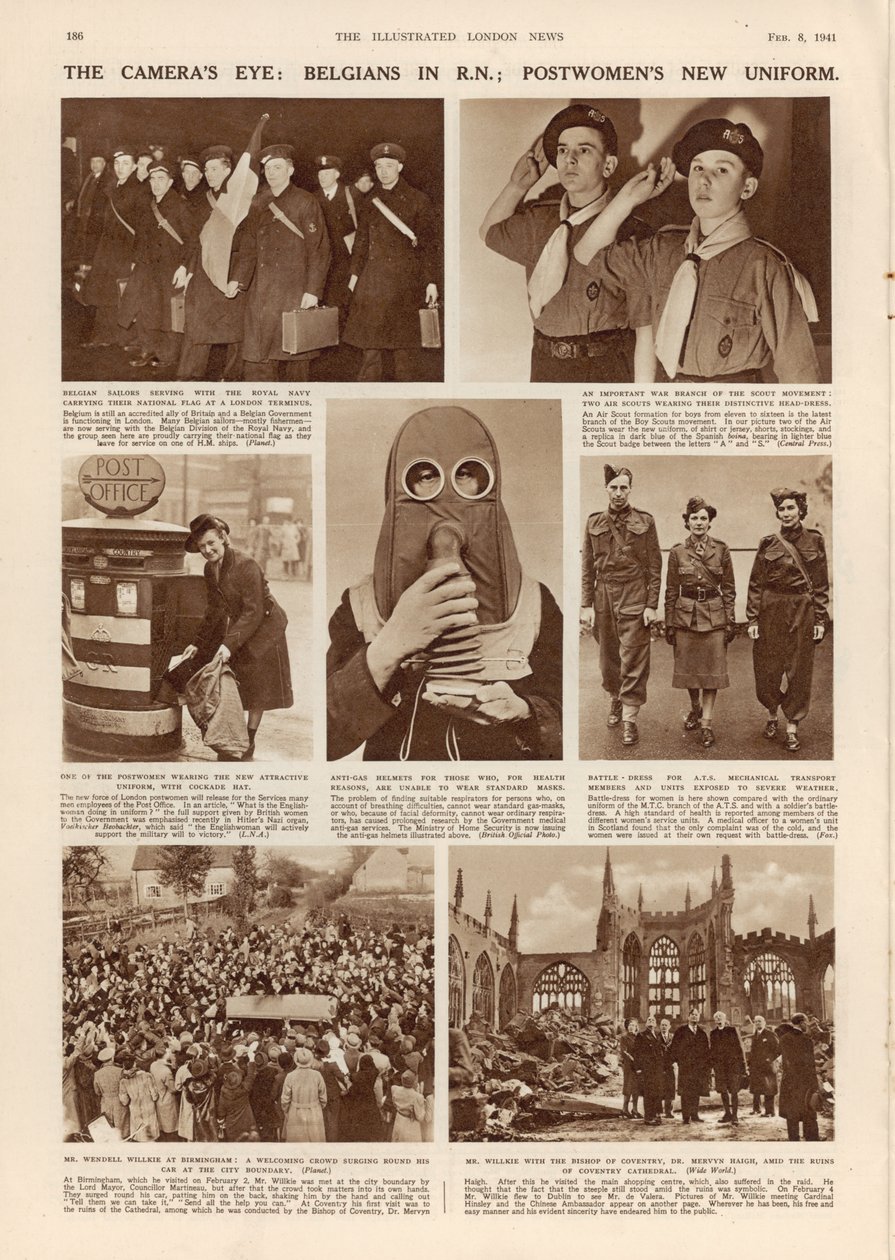 The Cameras Eye: belgák R.N.-ben; Postwomens New Uniform, a The Illustrated London News-tól, 1941. február 8 alkotó: English Photographer