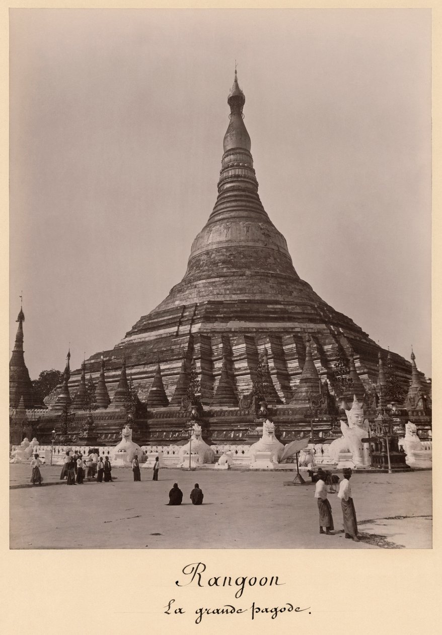 A Shwedagon pagoda Rangoonban, Burmában, 1860 körül (albumnyomat) alkotó: English Photographer