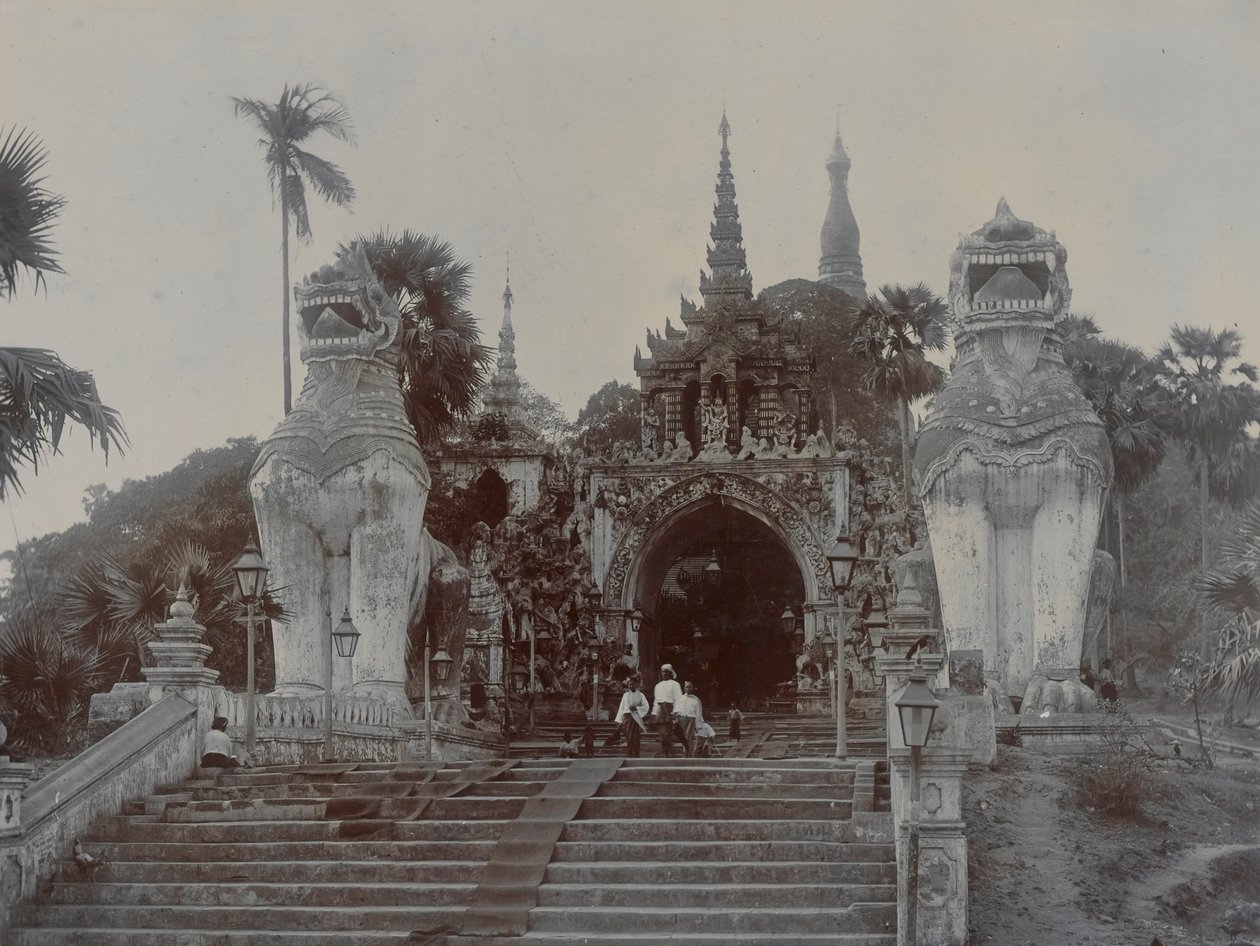 A Shwedagon pagoda Rangoonban, Burmában, 1860 körül (albumnyomat) alkotó: English Photographer