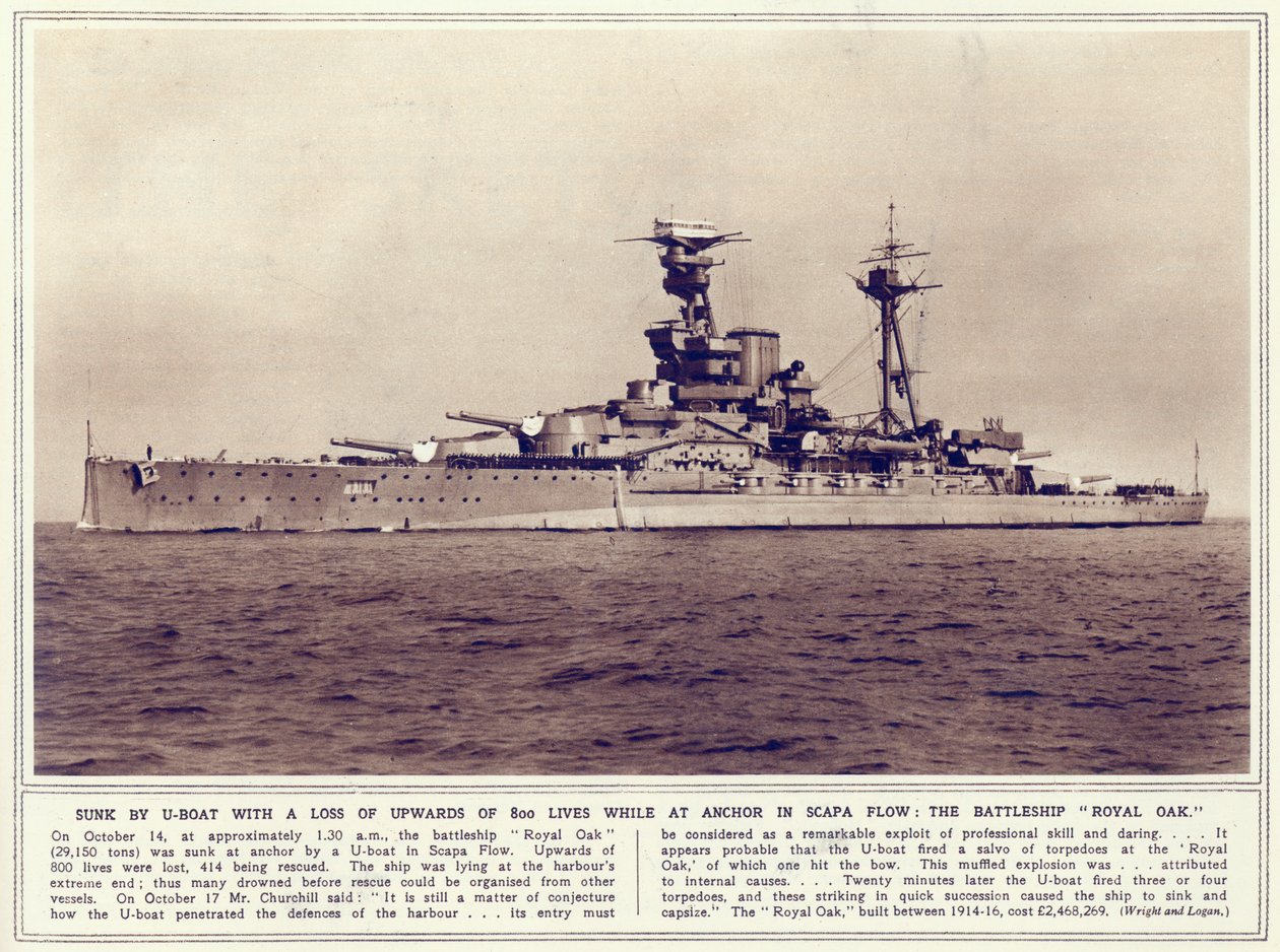 A Royal Oak csatahajó a The Illustrated War Newsból, 1939. november 1-én alkotó: English Photographer