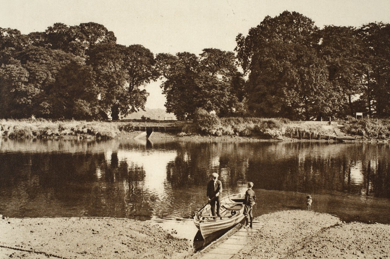 A folyó az isleworthi kompnál, a Kew Gardens zöld tisztásai felé néz, a csodálatos Londonból, 1926-27 (fotómélység) alkotó: English Photographer